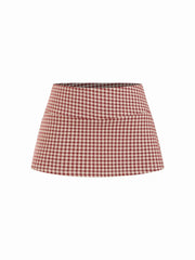Jacquard Low Rise Gingham A-line Mini Skort