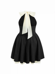 Halter Neck Bowknot A-line Mini Dress Curve & Plus