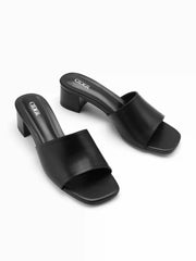 SQUARE TOE CHUNKY HEELED SANDALS