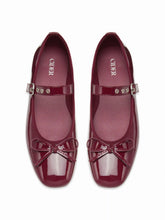 SQUARE TOE BOWKNOT DECOR BUCKLE MARY JANE FLATS