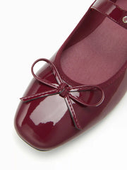 SQUARE TOE BOWKNOT DECOR BUCKLE MARY JANE FLATS