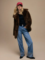 Faux Shearling Collar Oversized Jacket