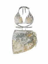 Shaping Halter Toile de Jouy Triangle Cheeky Bikini Set & Sarong Curve & Plus