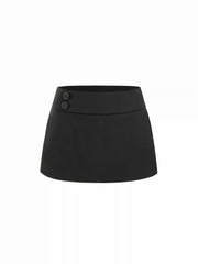 Cotton A-line Low Rise Button Mini Skirt