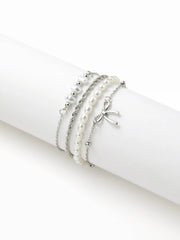 5 PCS BOWKNOT & FAUX PEARL BRACELET SET