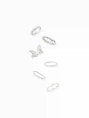 5 PCS WAVE & TWIST & BUTTERFLY RING SET
