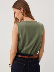 V-Neck Ruched Shirt Romper