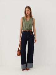 V-Neck Ruched Shirt Romper