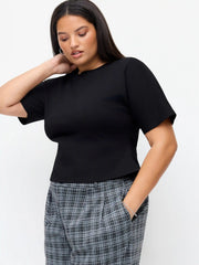 Cotton-blend Round Neckline Tee Curve & Plus