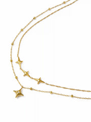 18K GOLD PLATED STAINLESS STEEL STAR LAYERED NECKLACE