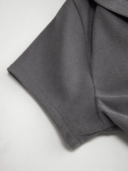 Textured V-neck Ruched Front Romper