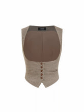 Jacquard Houndstooth Square Neck Crop Blazer Vest