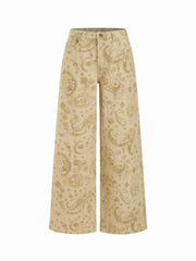Cider Denim Floral Low Rise Wide Leg Jeans