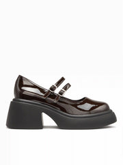 DOUBLE BUCKLE CHUNKY HEELED LOAFERS