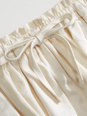 Lace Trim Bubble Hem Mid Rise Bloomer Shorts