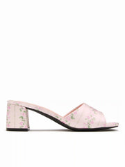 FLORAL PATTERN CHUNKY HEEL SANDALS