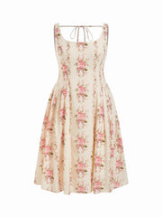Floral Square Neck Flared Maxi Dress Curve & Plus