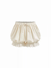 Lace Trim Bubble Hem Mid Rise Bloomer Shorts