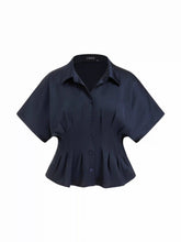 Pleated Cinched Short Sleeve Shirt Curve & Plus
