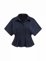 Pleated Cinched Short Sleeve Shirt Curve & Plus