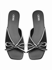 BOWKNOT SQUARE TOE SANDALS