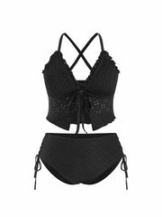 Pointelle Sweetheart Criss-Cross Full Coverage Bikini Set Curve & Plus