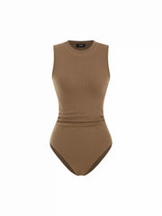 Cotton-blend Ruched Bodysuit & Belted Asymmetrical Skirt Set