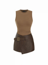Cotton-blend Ruched Bodysuit & Belted Asymmetrical Skirt Set
