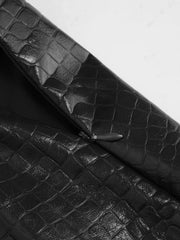 Faux Leather Mid Rise Crocodile Pattern Mini Skort Curve & Plus