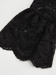 Floral Lace Stand Collar Ruffle Long Sleeve Bodysuit Curve & Plus