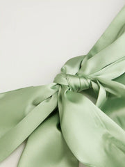 Satin Halter Neck Twist Knotted A-line Maxi Dress