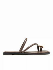 METAL DECOR SQUARE TOE FLIP-FLOP SLIPPERS