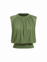 Knit High Stretch Round Neckline Drawstring Top