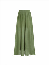 Knit Mid Rise High Stretch Draped Maxi Skirt