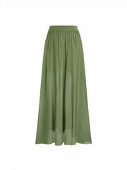 Knit Mid Rise High Stretch Draped Maxi Skirt