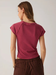 Bird Graphic Cotton Raglan Sleeve Crop Tee