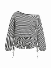 Asymmetrical Neck Drawstring Romper Curve & Plus
