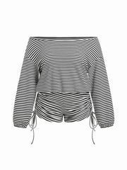 Asymmetrical Neck Drawstring Romper Curve & Plus