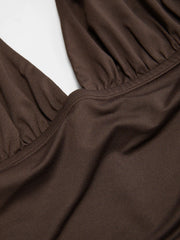 High Stretch Halter Neckline Asymmetrical Flared Mini Dress