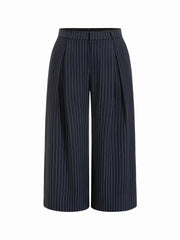 Striped Boat Neck Wrap Top & Mid Rise Wide Leg Trousers Set Curve & Plus