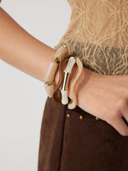 4 PCS BAMBOO TUBE & WAVE RESIN BRACELET SET
