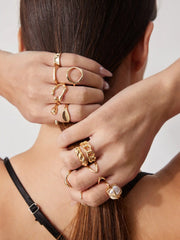 12 PCS IRREGULAR FAUX PEARL RINGS SET