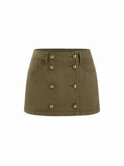 Denim Low Rise Metal Detail Micro Mini Skirt