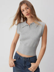 Knit Polo Neck Vest