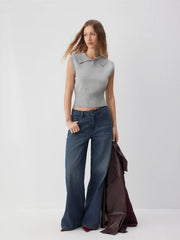 Knit Polo Neck Vest