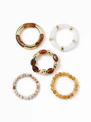 5 PCS RESIN BEADED BRACELET SET