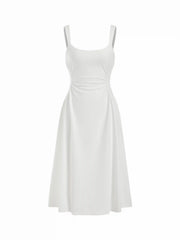 Scoop Neck Ruched A-line Midi Dress