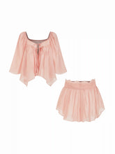 Square Neckline Lace Trim Drawstring Top & Shorts Loungewear Set