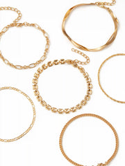 6 PCS TWISTED CHAIN BRACELET SET