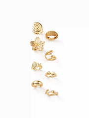 8 PCS SHELL & STARFISH & FLORAL RING SET